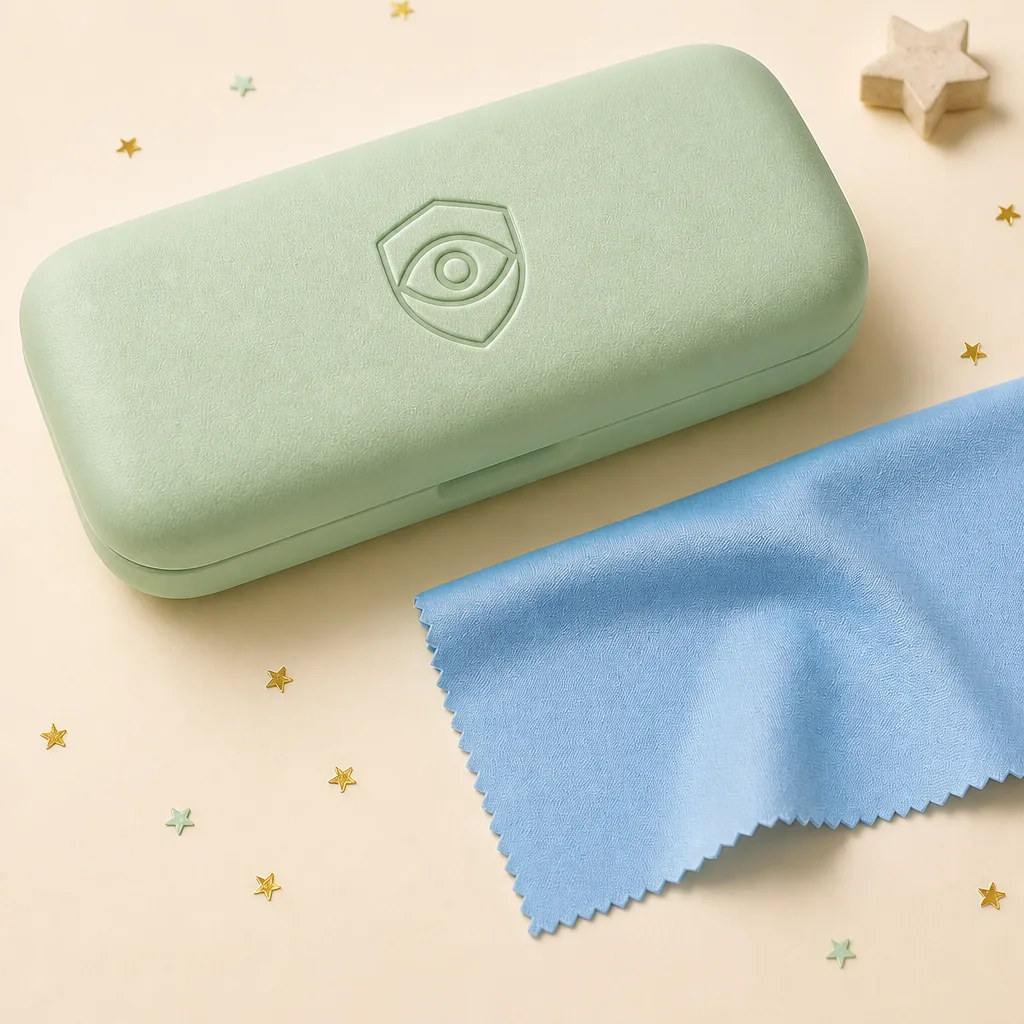 Kivlens branded mint green children's hardshell glasses case